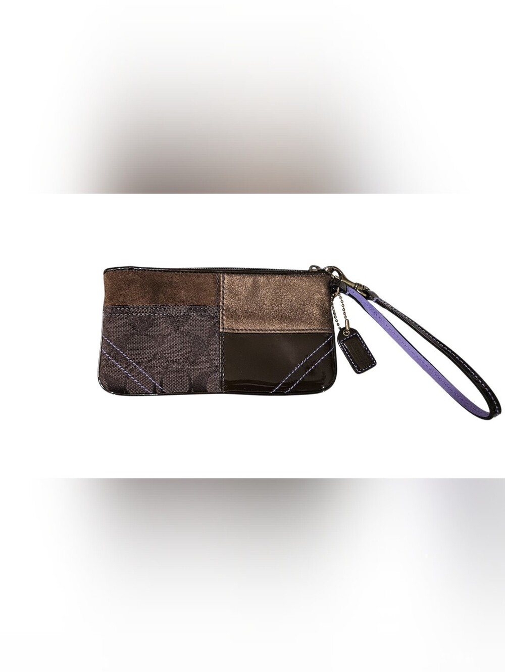 Coach NWOTS 2006 Bronze & Brown Patchwork Shoulder Bag w/Matching Wristlet SET - Picture 10 of 14